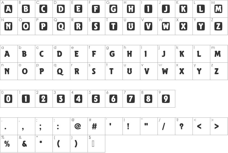 EitokuIniD font character map preview
