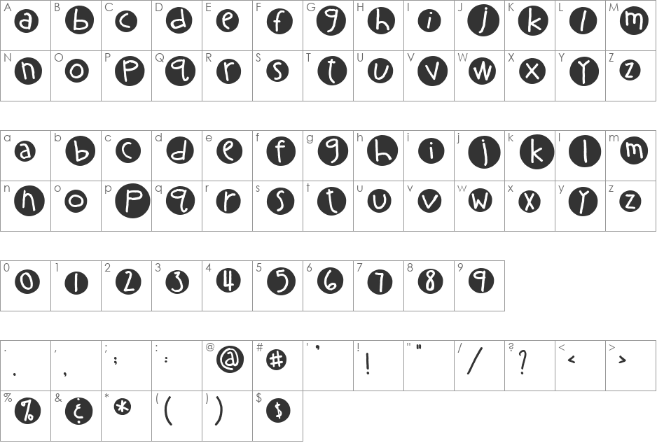 EK Grapefruit font character map preview