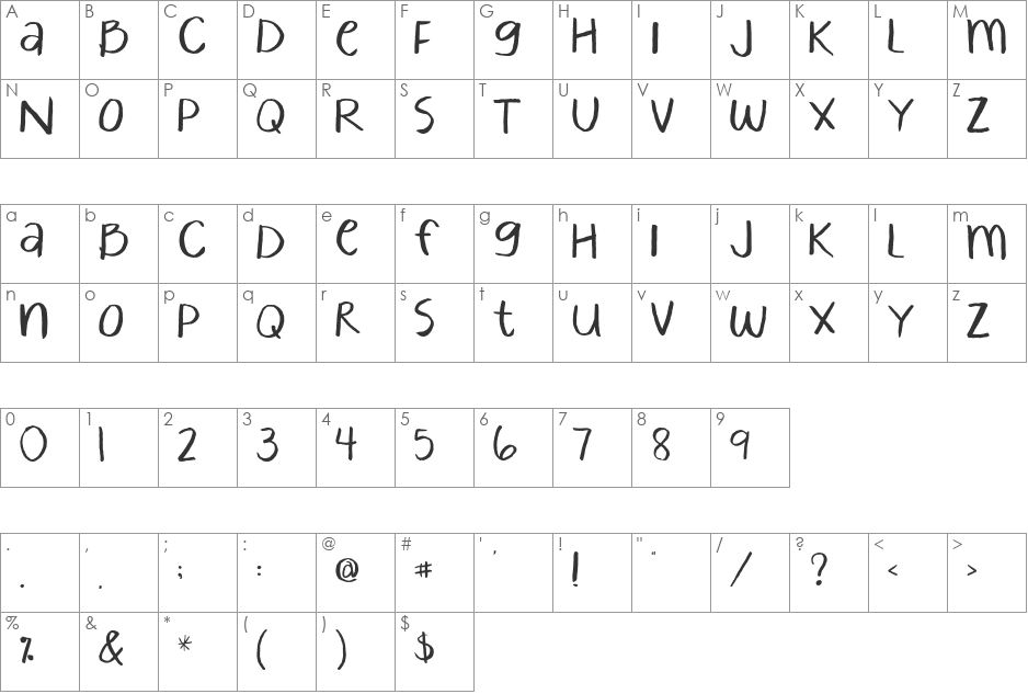 EK Laughter font character map preview