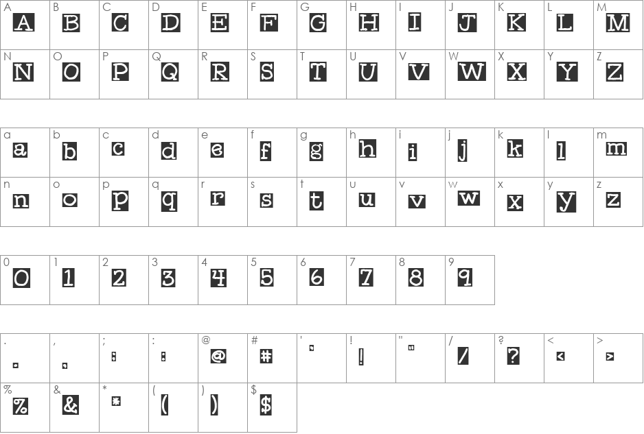 EK Memo font character map preview