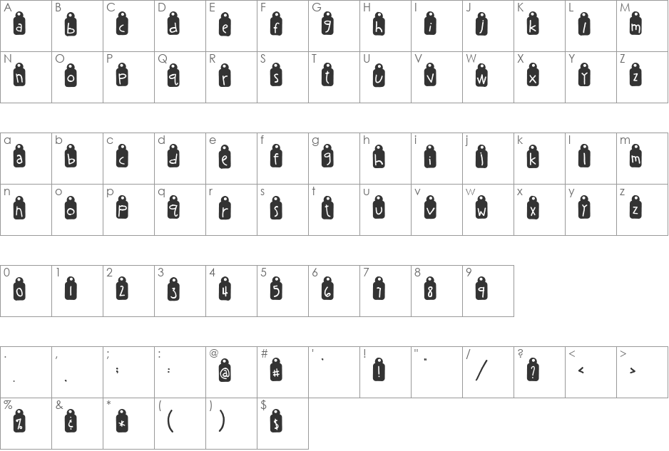 EK Priceless font character map preview