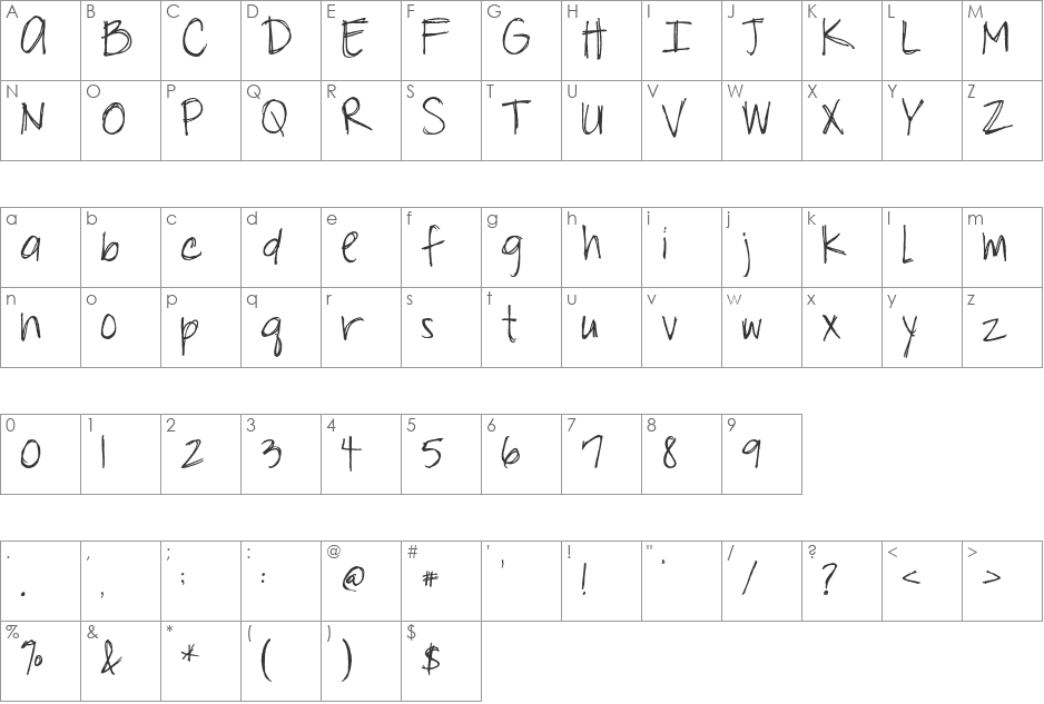 EK Wish font character map preview