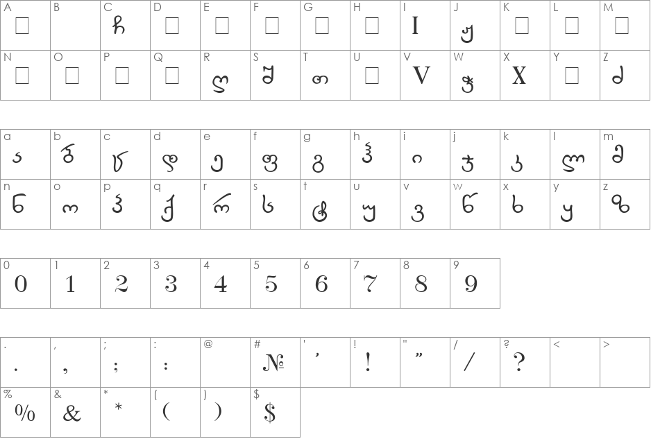 Eka font character map preview