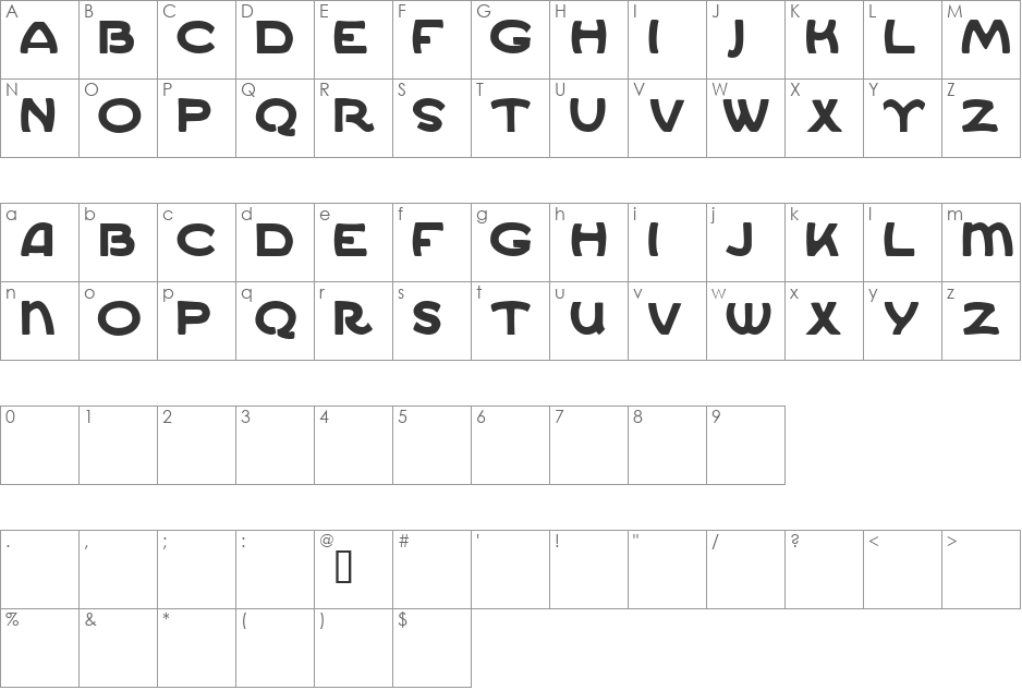 Ekberg Demo font character map preview