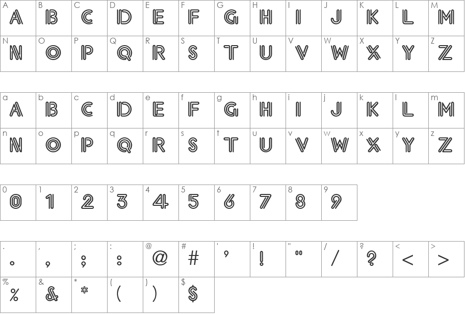 Eklektic font character map preview