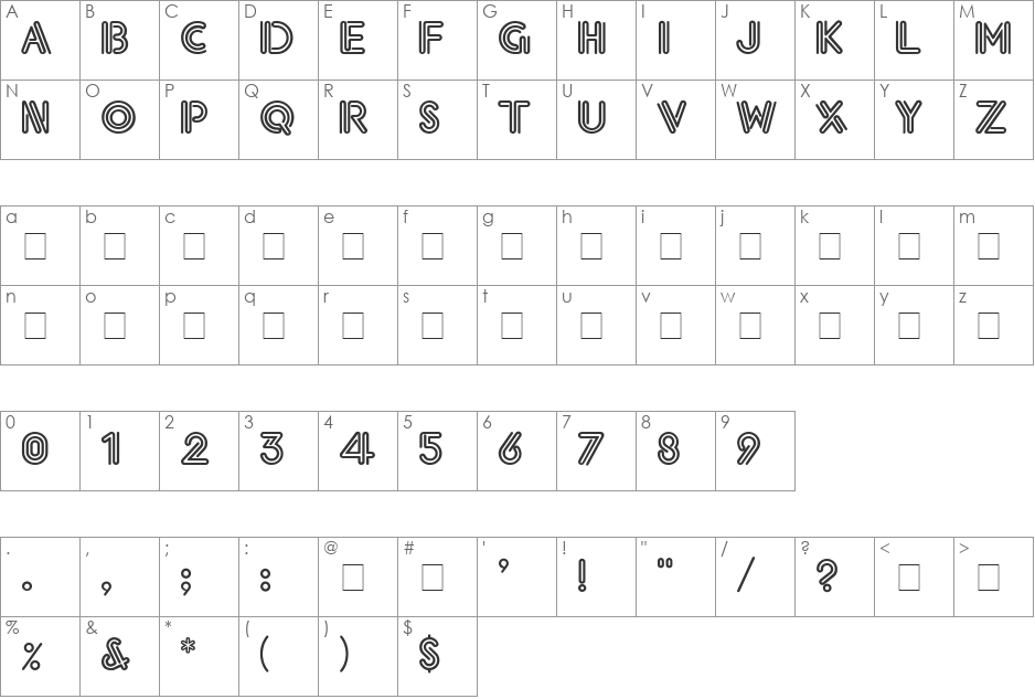 Eklektic font character map preview