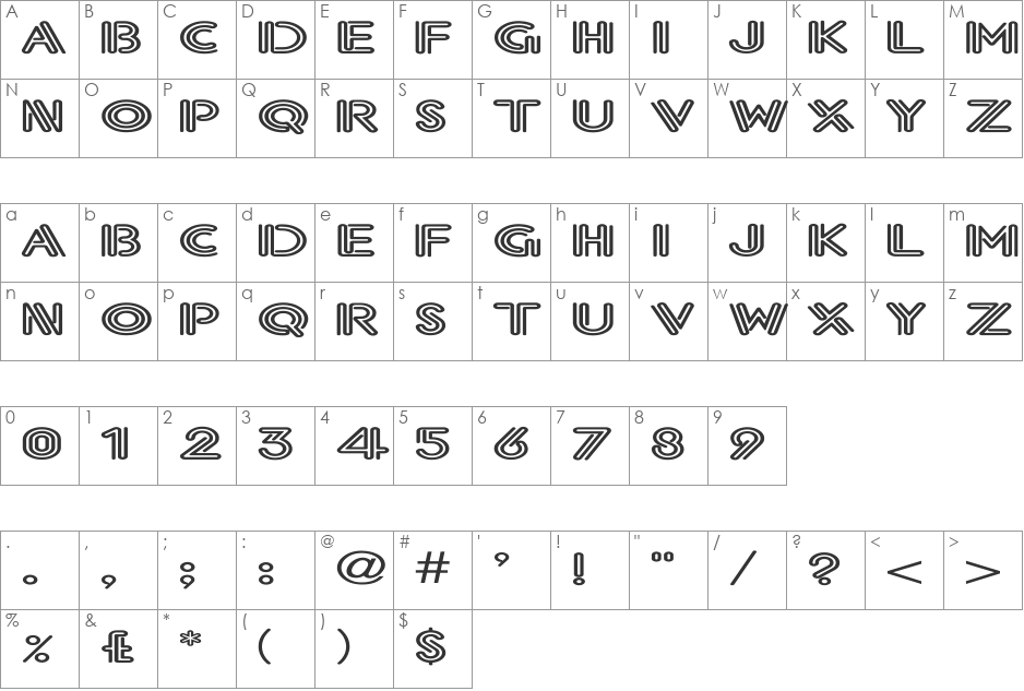 Eklektic-Normal Ex font character map preview