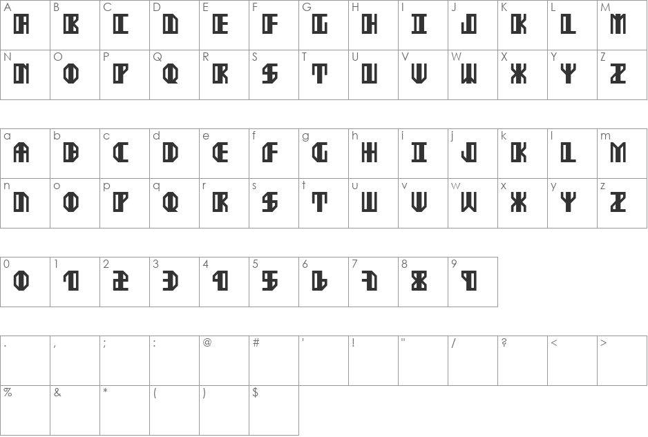 Ekster font character map preview