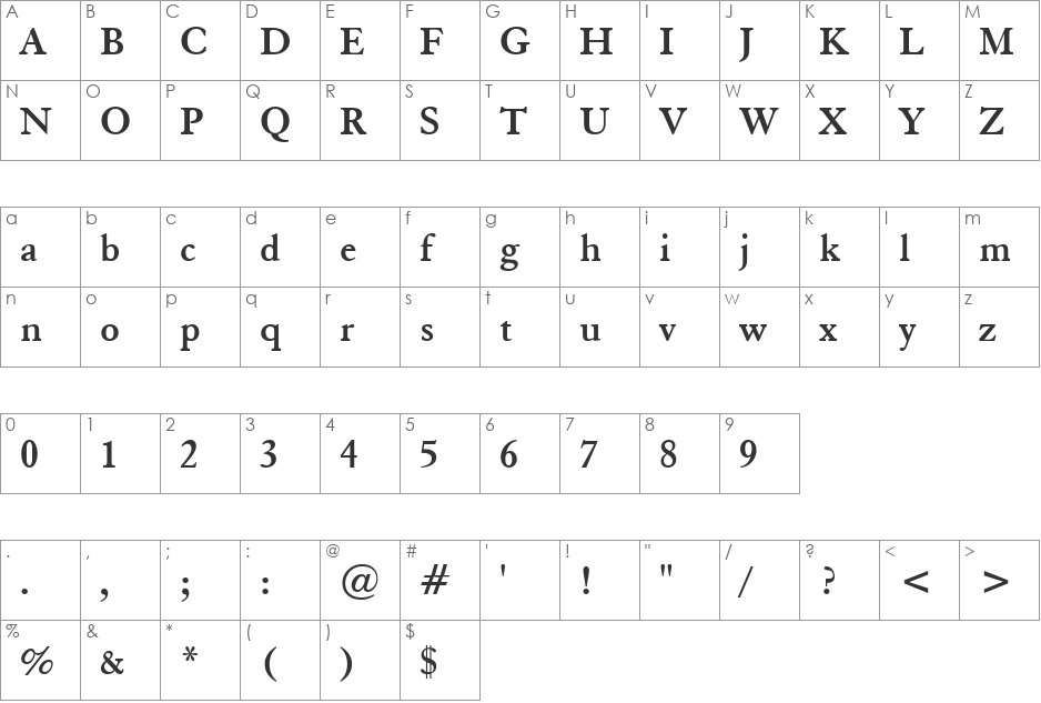 El Braca font character map preview