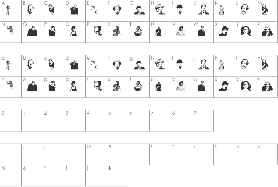 EL CHAVO DEL 8 font character map preview