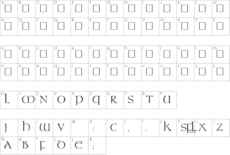 El Cid font character map preview