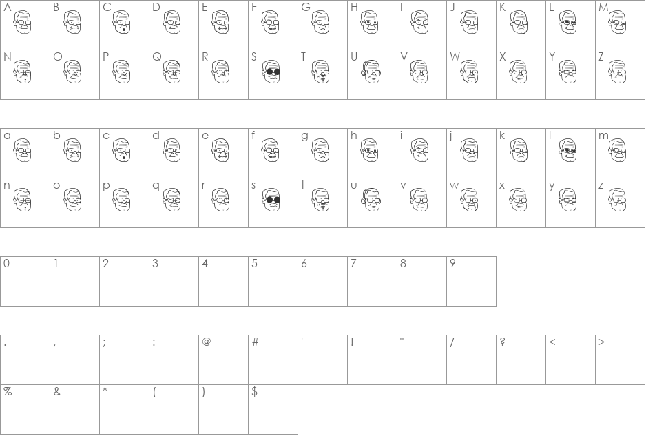 EL CUBANO font character map preview