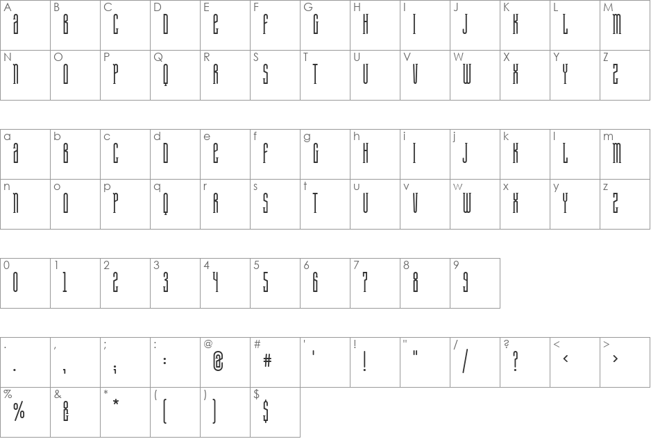 Ambu font character map preview