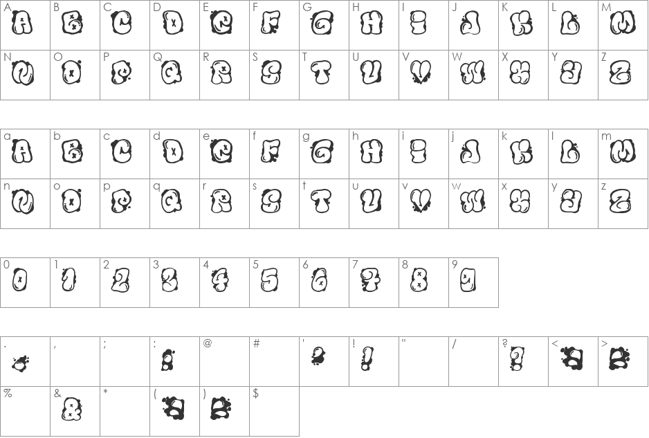El&Font Bubble font character map preview