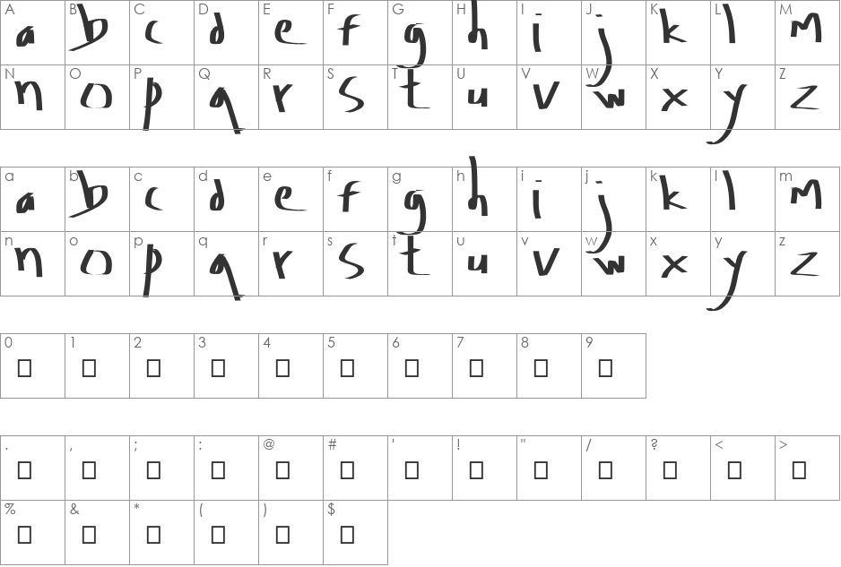 Amburegul font character map preview