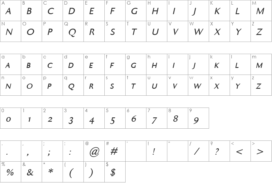 Ela Sans SemiBold Caps font character map preview