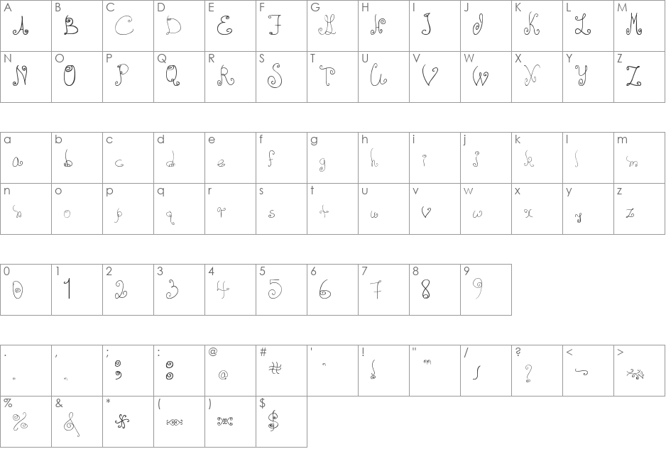 elaine font character map preview