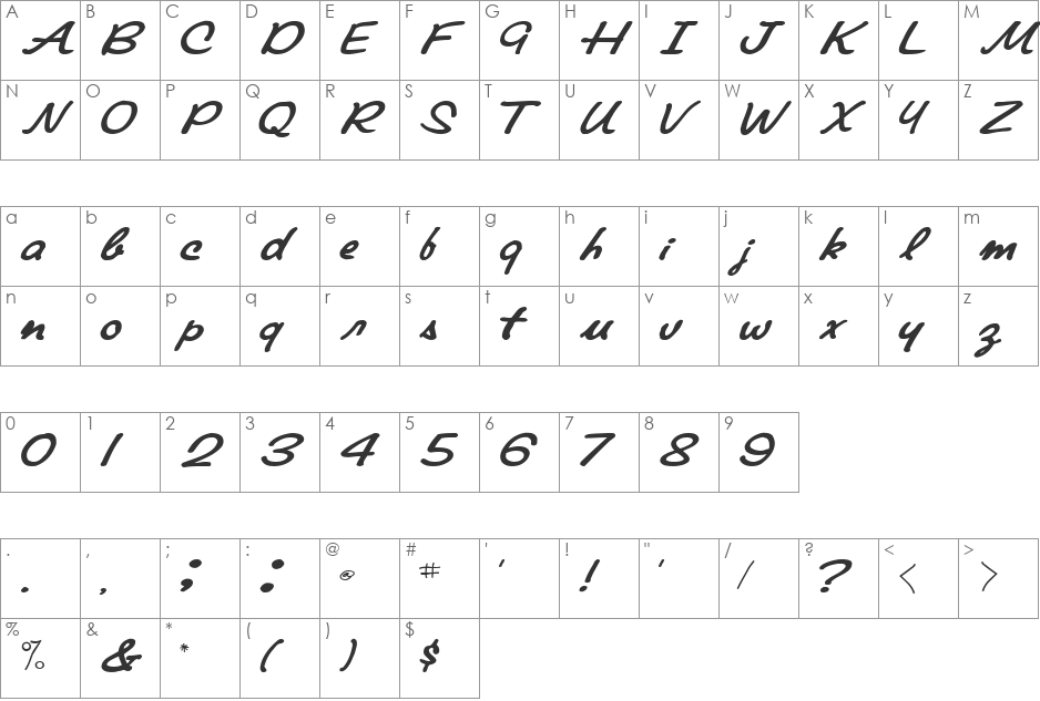ElaineFont81 font character map preview