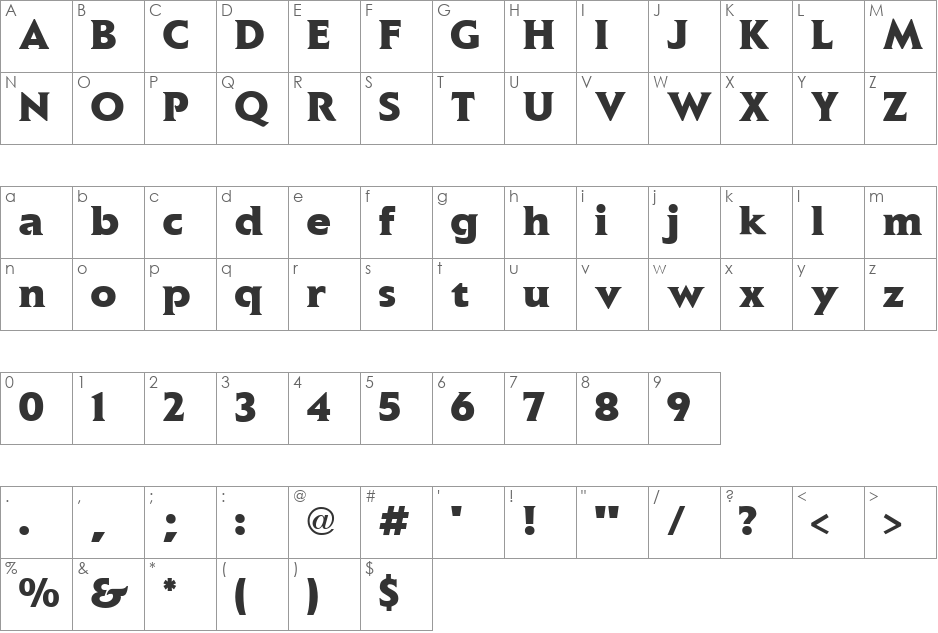 Elan Black font character map preview