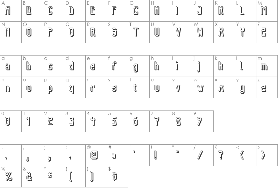 Elb-Tunnel font character map preview