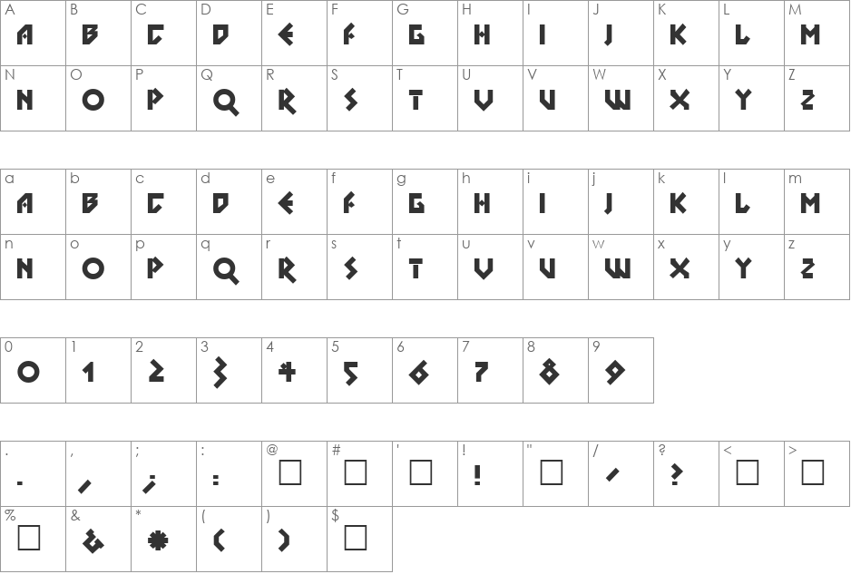 Elbrus font character map preview