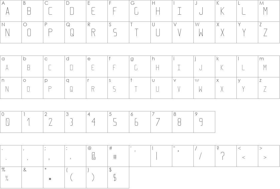 Elcsa font character map preview