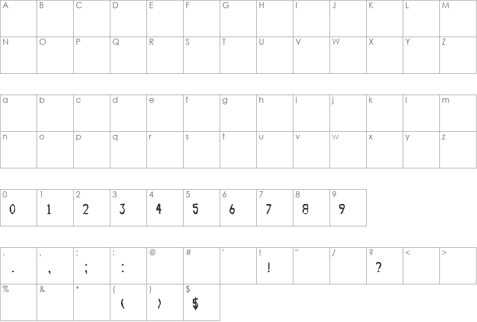 Eldad font character map preview