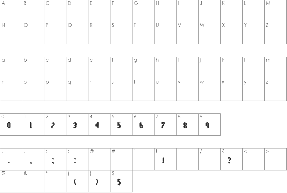 Eldad Bold font character map preview