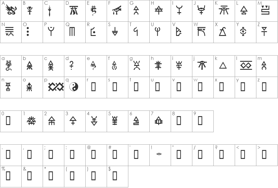 Eldar font character map preview