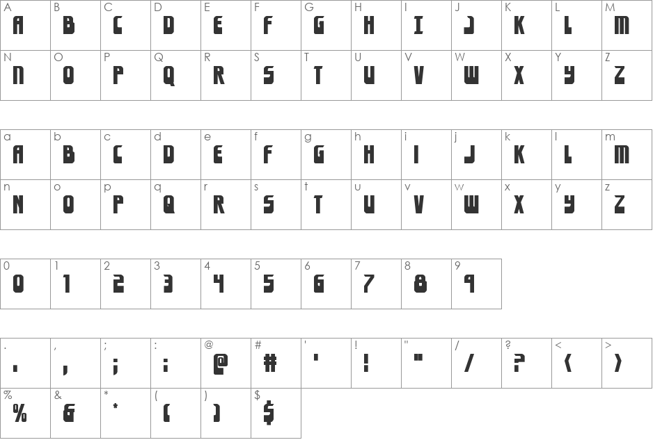 Eldebaran font character map preview