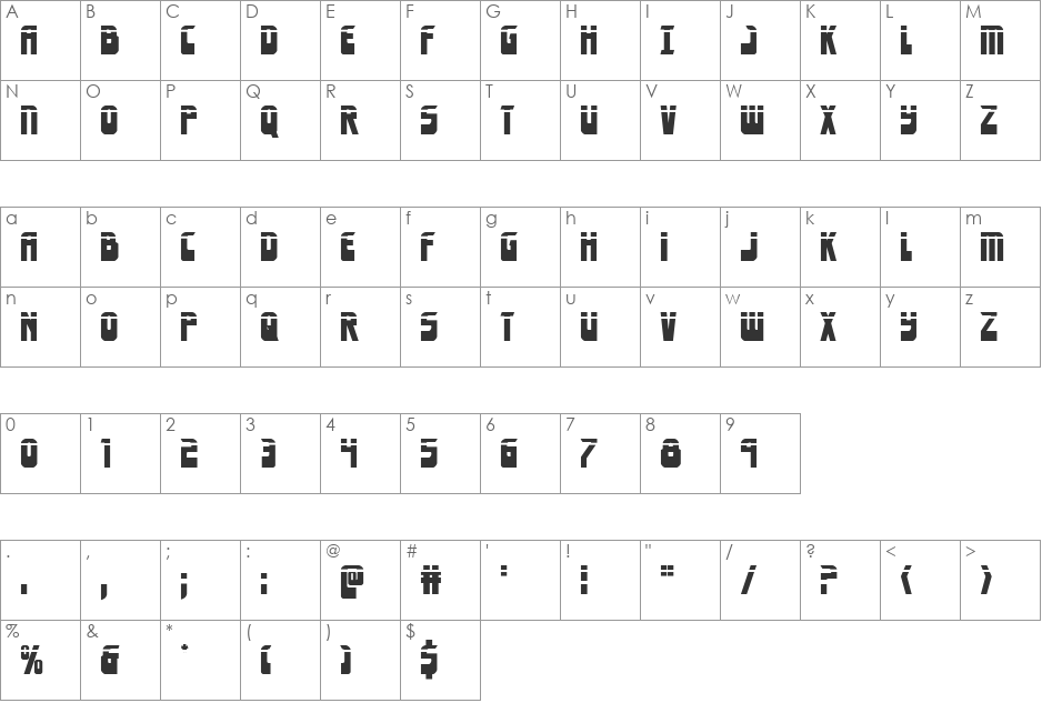 Eldebaran Laser font character map preview