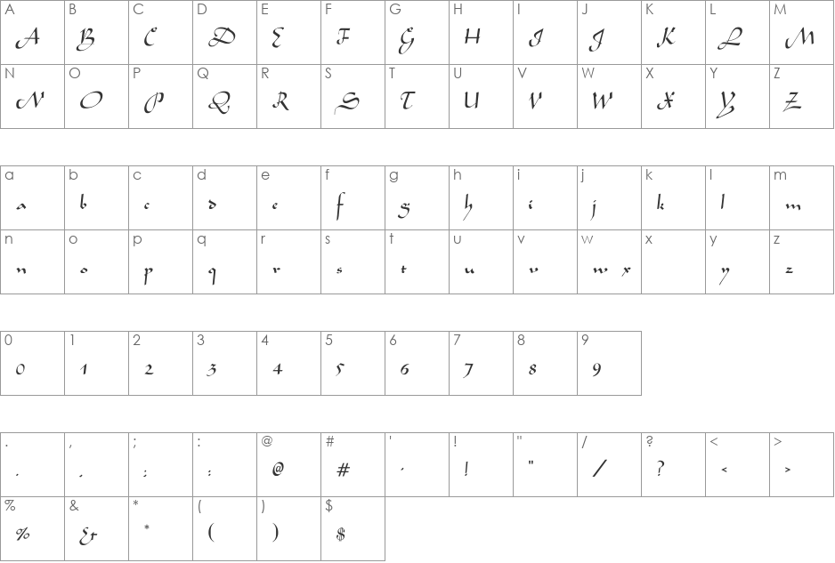 Eldente font character map preview