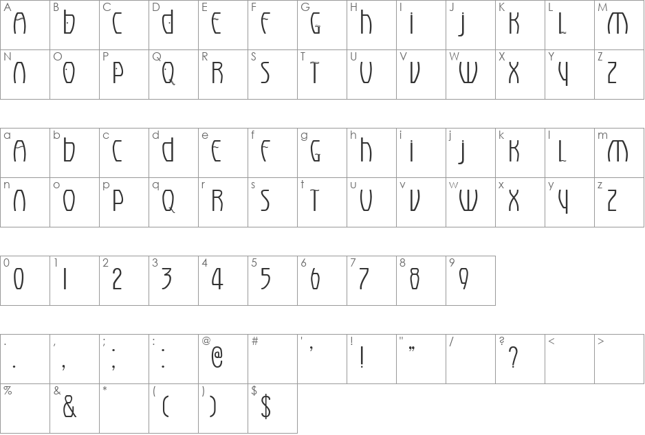Eldora font character map preview