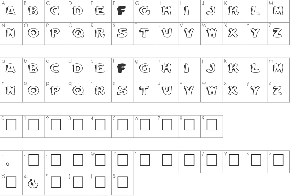 ELEANOR font character map preview