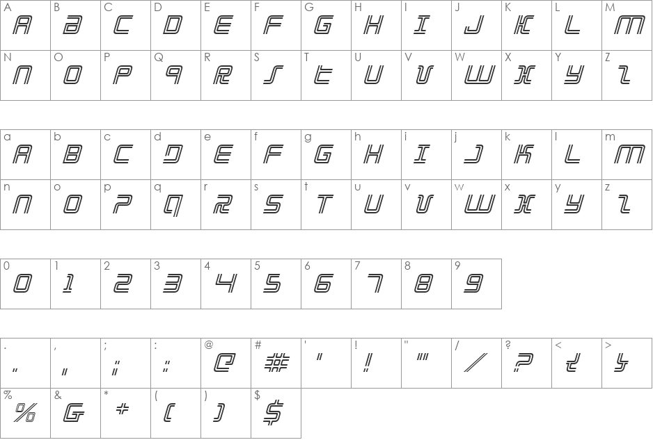 Election Day Italic font character map preview