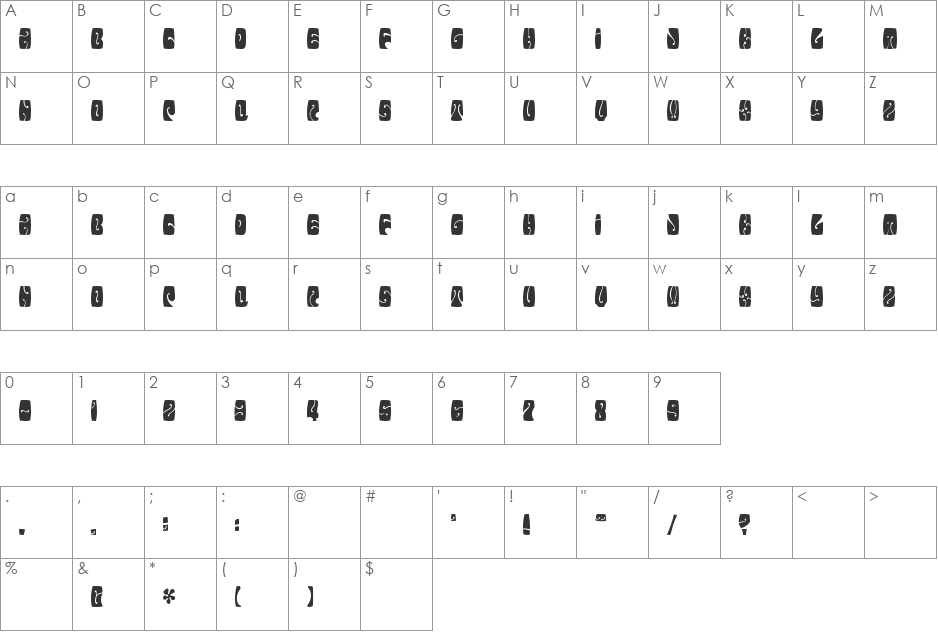 Electorate Boogaloo font character map preview