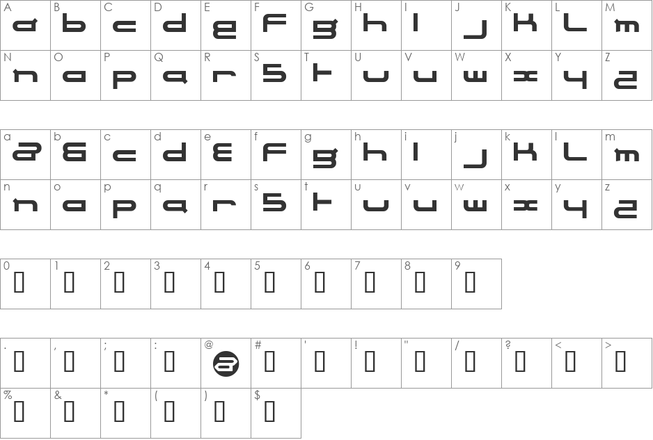 electrance font character map preview