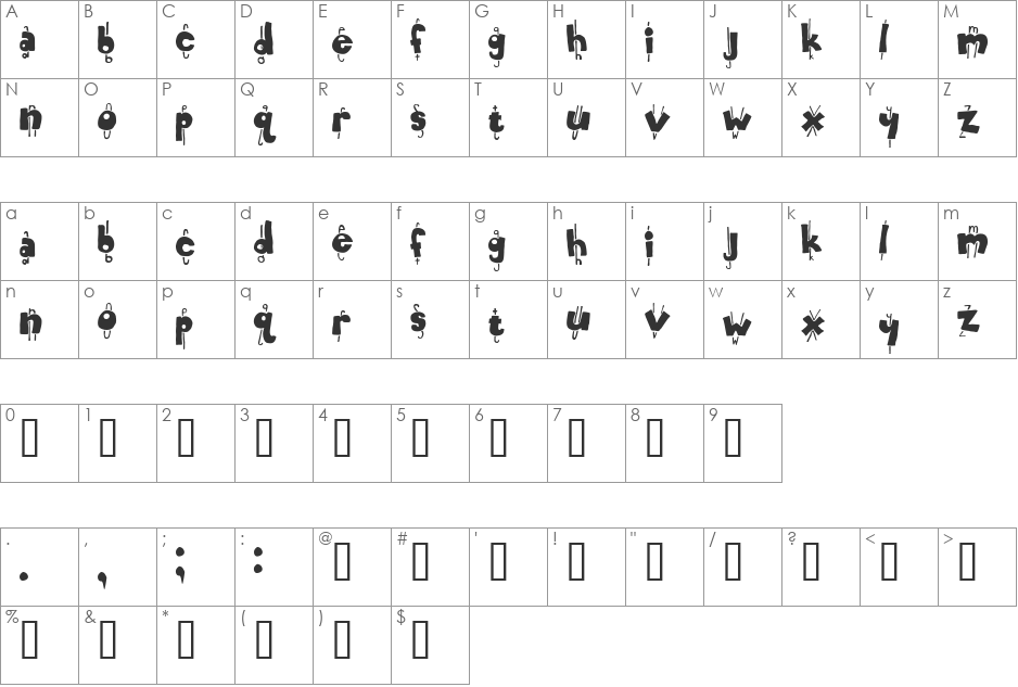 Electric Weasel font character map preview