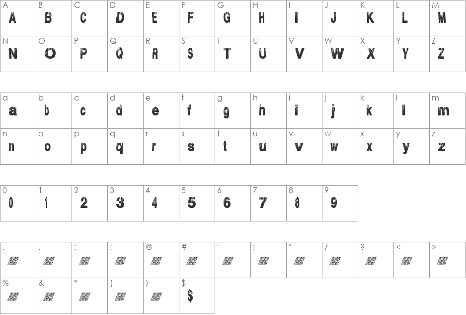 ElectricalStorm font character map preview