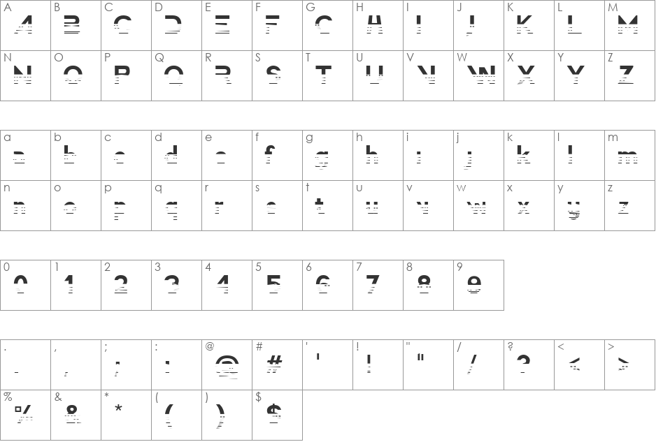 America Faster Gradient font character map preview