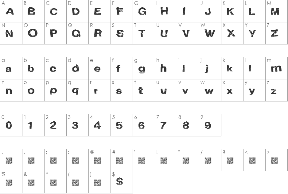 ElectricNight font character map preview