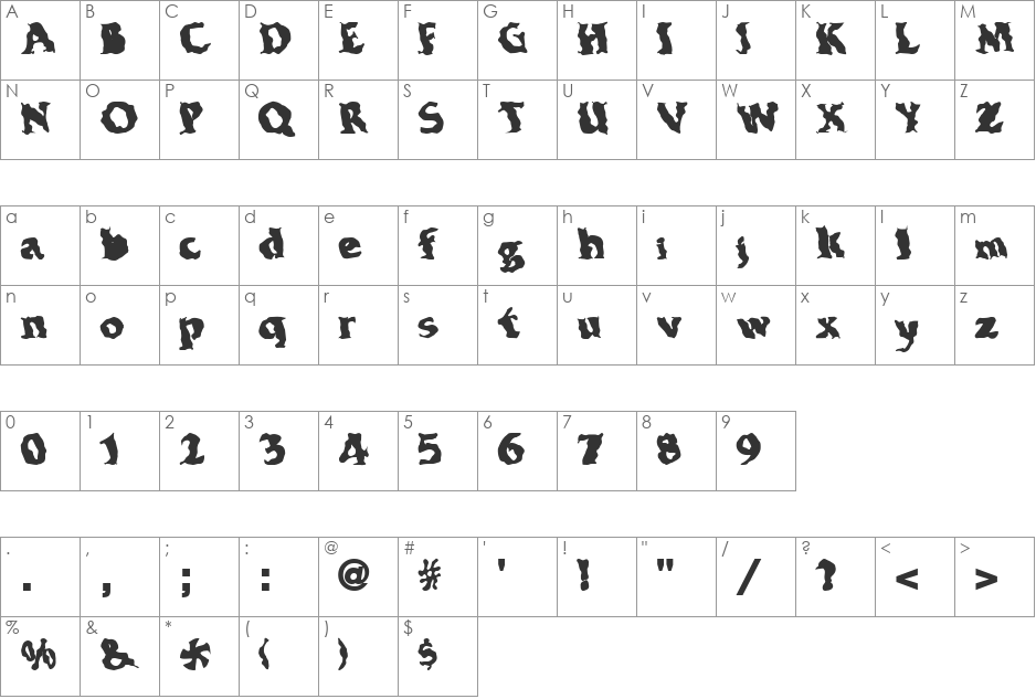ElectricWave7 font character map preview