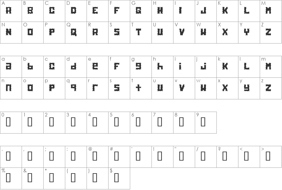 Electrolite font character map preview