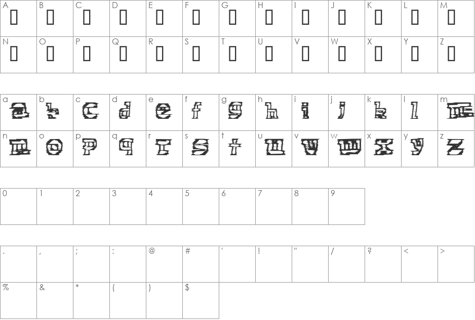 Electronic Cobbler font character map preview