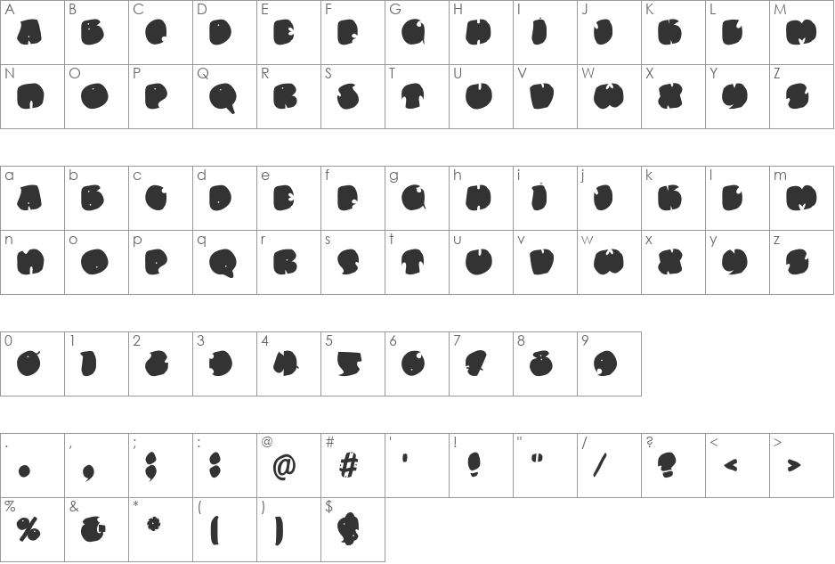 ElefontitisXtreme font character map preview