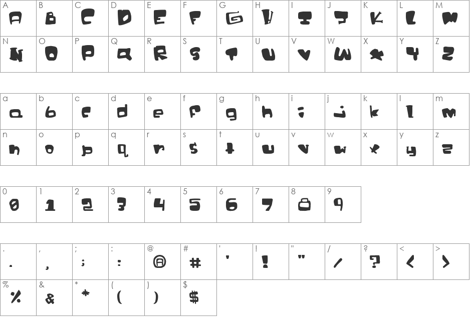 Elefunkt font character map preview
