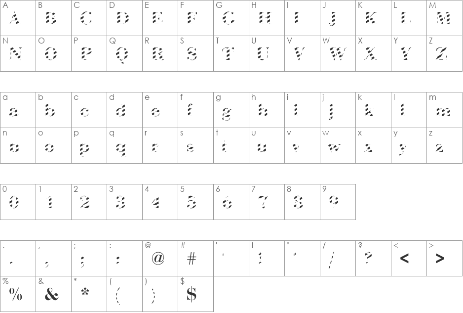 ABCTech Bodoni Striped font character map preview