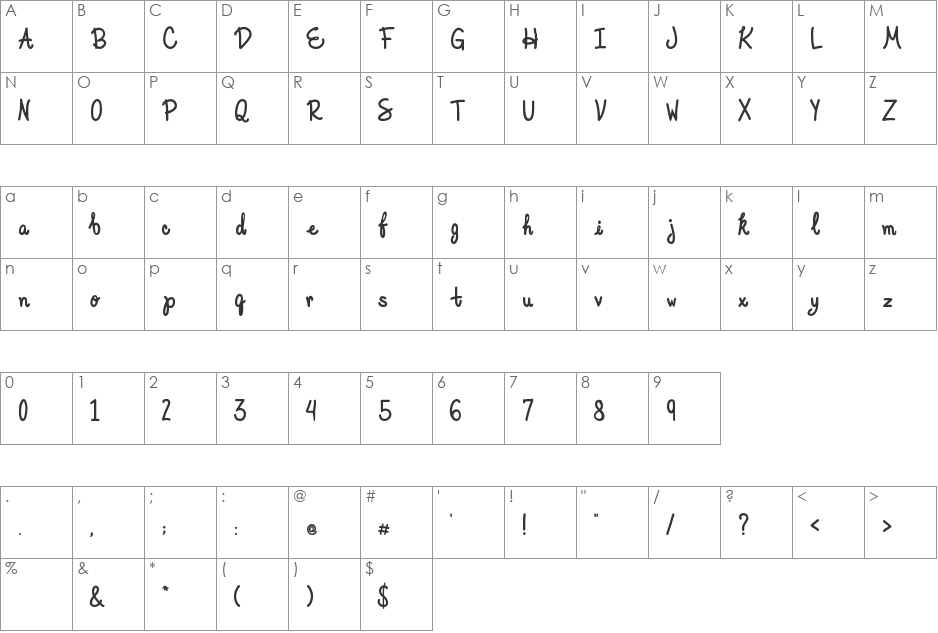 Elegant Ink font character map preview