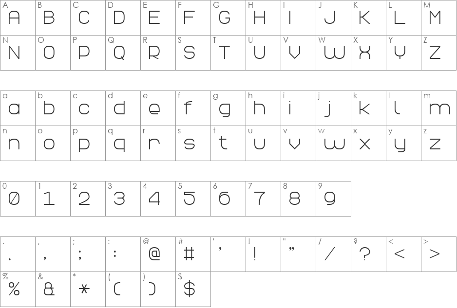 Elegant Line 7 font character map preview