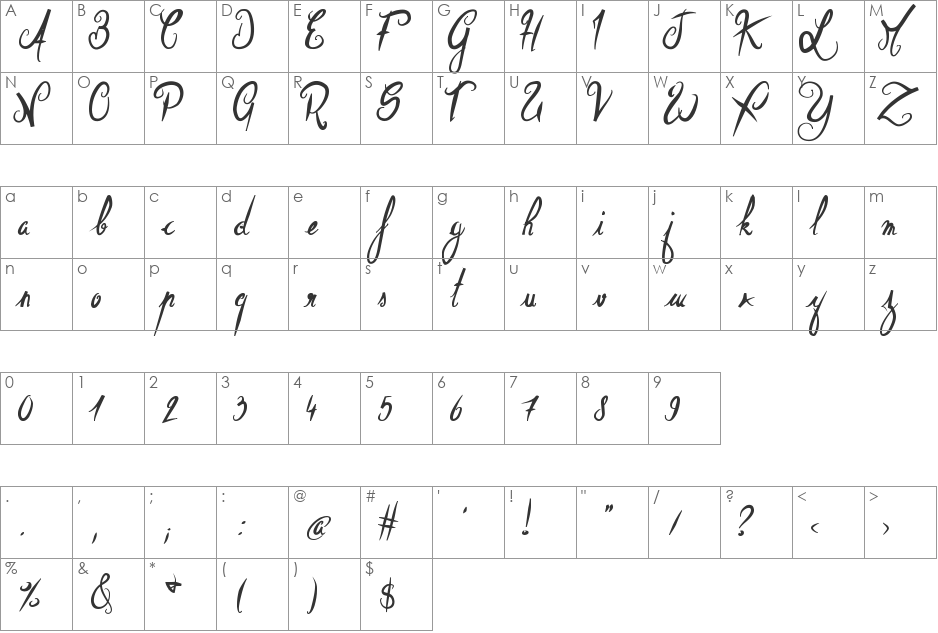 ElegantDragon font character map preview